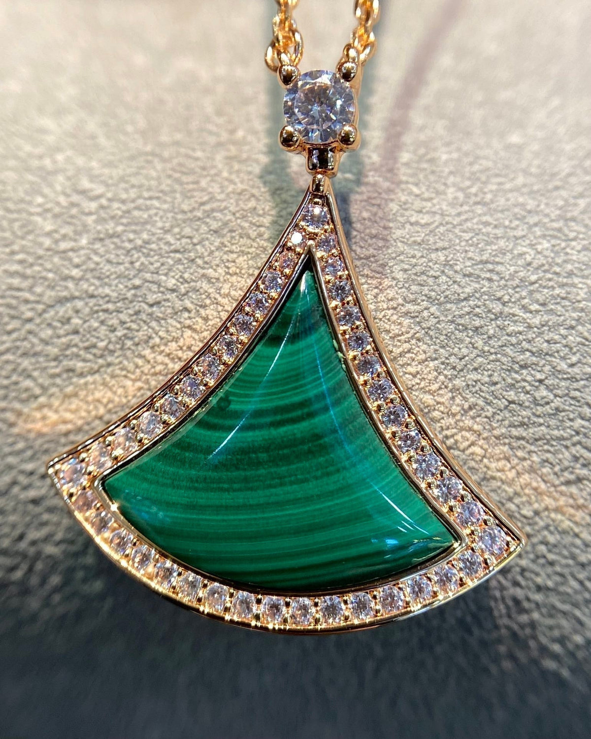 [⭐Mova]DREAM MALACHITE DIAMOND PAVED PINK GOLD NECKLACE