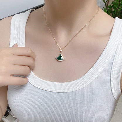 [⭐Mova]DREAM MALACHITE DIAMOND PAVED PINK GOLD NECKLACE