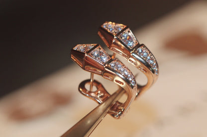 [⭐Mova]SERPENT PINK GOLD DIAMOND EARRINGS