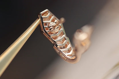 [⭐Mova]SERPENT PINK GOLD DIAMOND EARRINGS