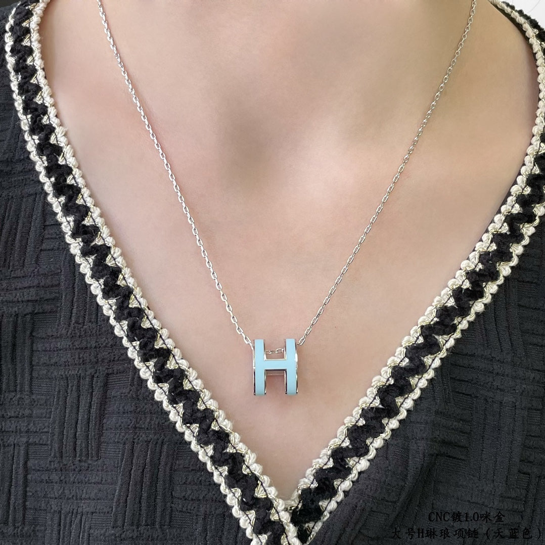 [⭐Mova]POP H SKY BLUE NECKLACE