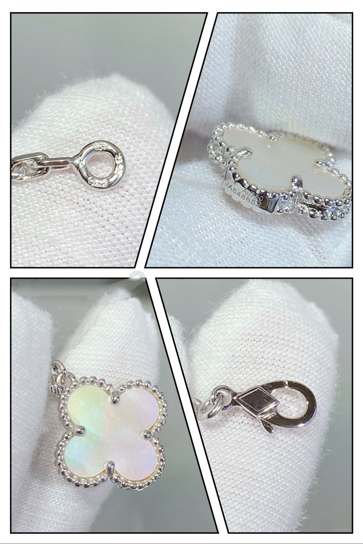 [⭐Mova]CLOVER 5 MOTIF WHITE MOP SILVER BRACELET