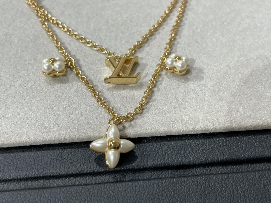 [⭐Mova]FLOWERGRAM GOLD MOP DOUBLE ROW NECKLACE