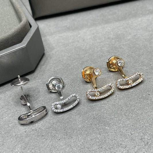 [⭐Mova]MOVE UNO PINK GOLD DIAMOND EARRINGS