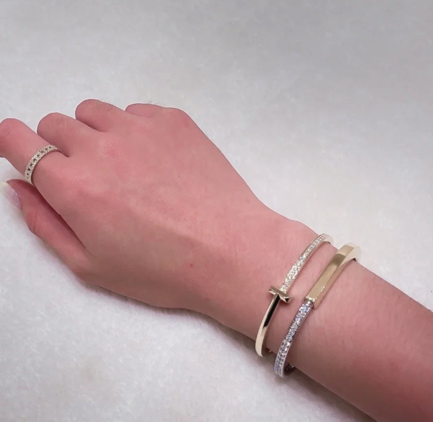 [⭐Mova Jewels]LOCK PINK GOLD SILVER DIAMOND BRACELET
