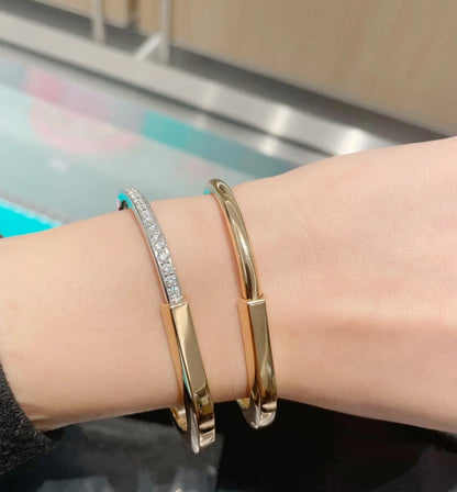 [⭐Mova Jewels]LOCK PINK GOLD SILVER DIAMOND BRACELET
