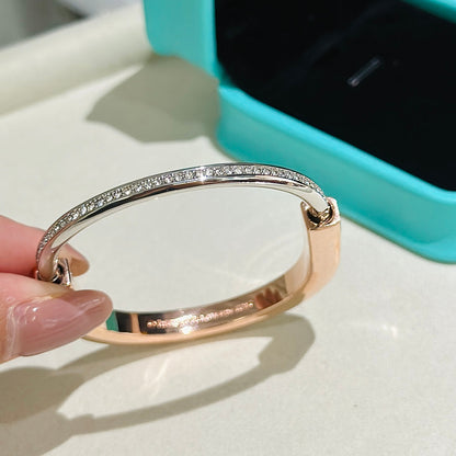 [⭐Mova Jewels]LOCK PINK GOLD SILVER DIAMOND BRACELET
