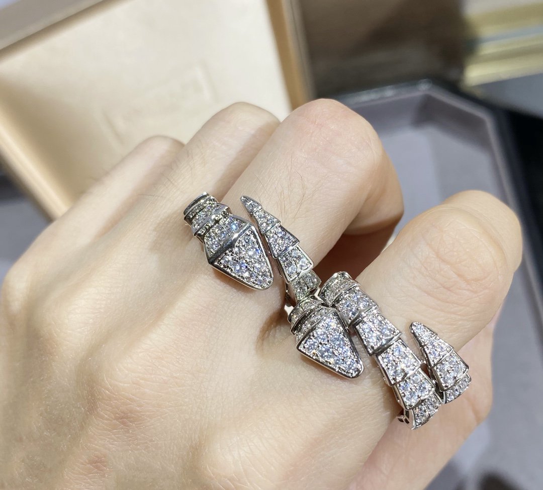 [⭐Mova]SERPENTI LARGE RING SILVER DIAMOND PAVED