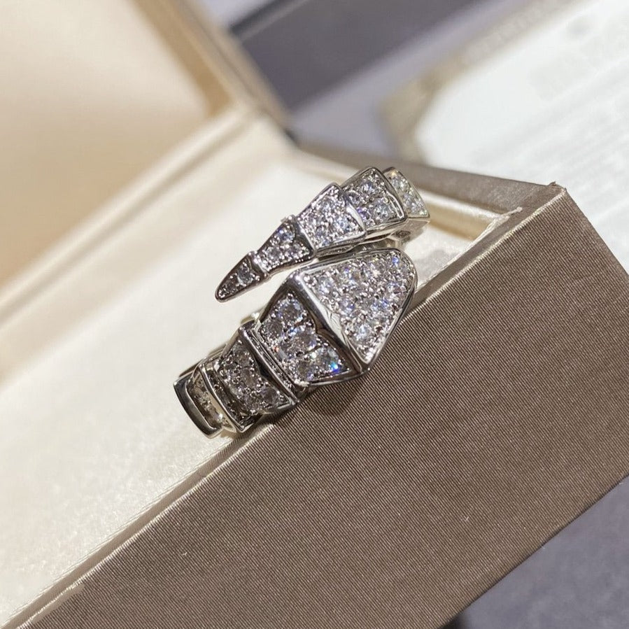 [⭐Mova]SERPENTI LARGE RING SILVER DIAMOND PAVED