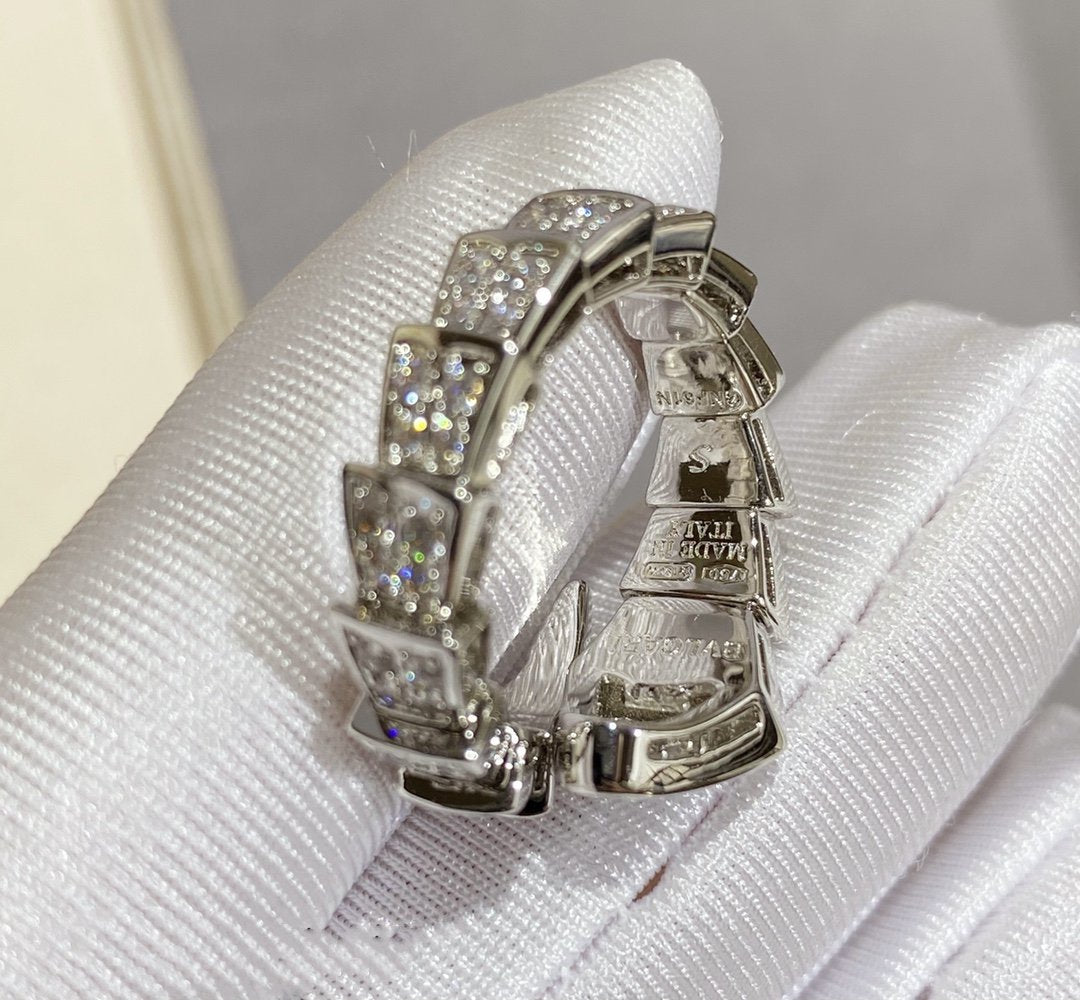 [⭐Mova]SERPENTI LARGE RING SILVER DIAMOND PAVED