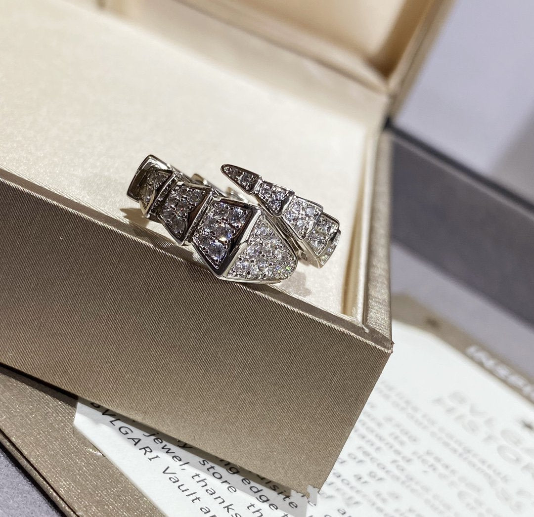 [⭐Mova]SERPENTI LARGE RING SILVER DIAMOND PAVED