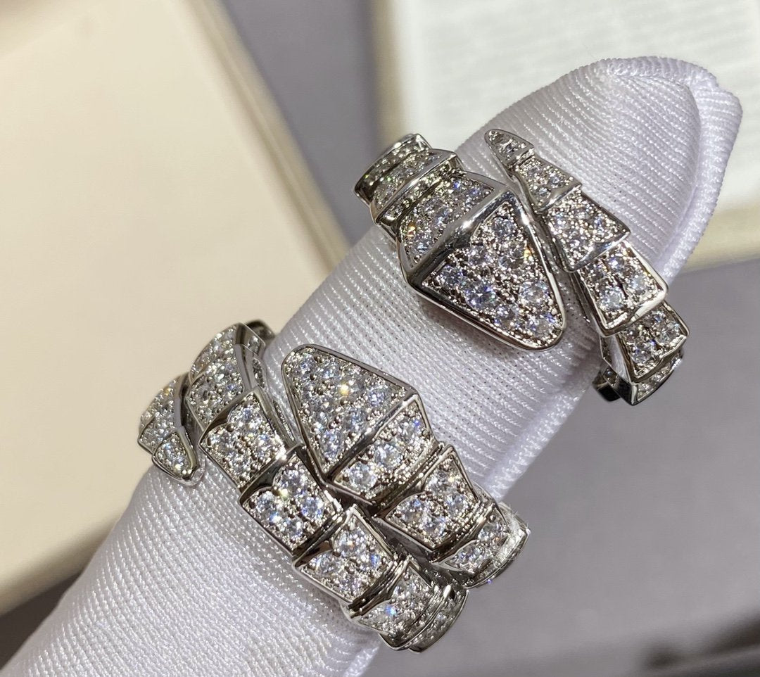 [⭐Mova]SERPENTI LARGE RING SILVER DIAMOND PAVED