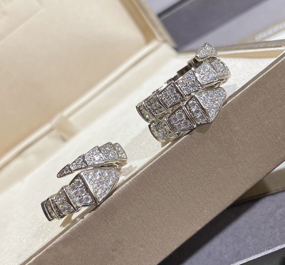[⭐Mova]SERPENTI LARGE RING SILVER DIAMOND PAVED