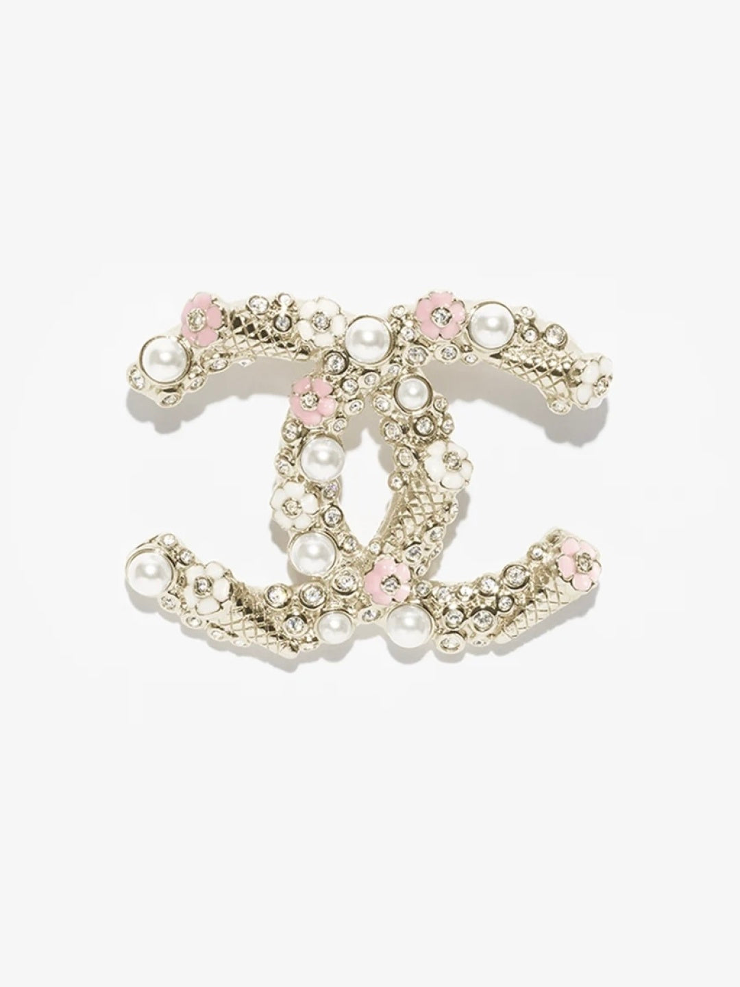 [⭐Mova]26C Pink-White Enamel Ice Cream Cone Double C Brooch