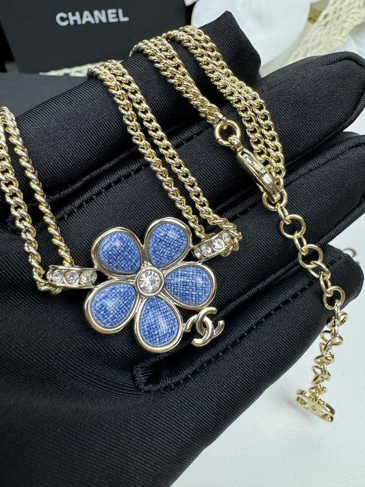 [⭐Mova]New Blue Floral Double-Layer Necklace