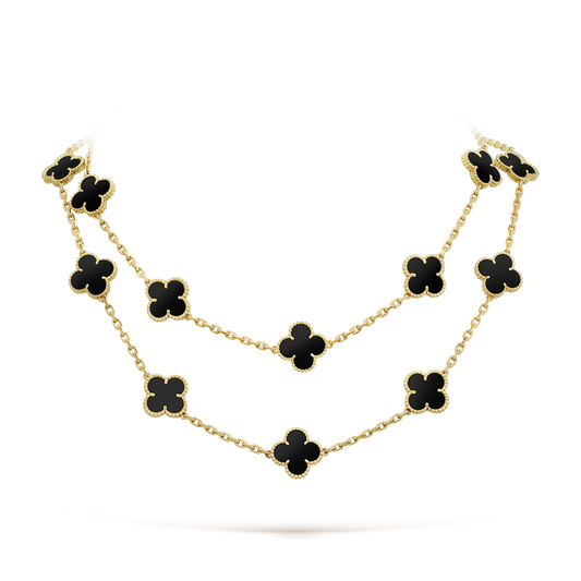 [⭐Mova]CLOVER 20 MOTIFS ONYX NECKLACE