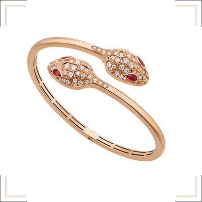 [⭐Mova]SERPENTI BRACELET PINK GOLD DIAMOND DOUBLE SNAKE