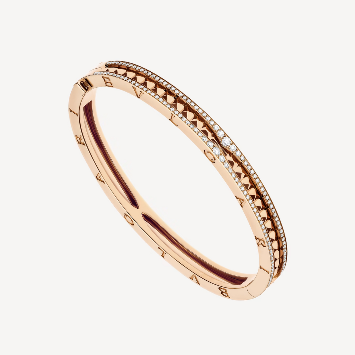 [⭐Mova]ZERO 1 SPIRAL AND PAVED DIAMOND PINK GOLD BRACELET