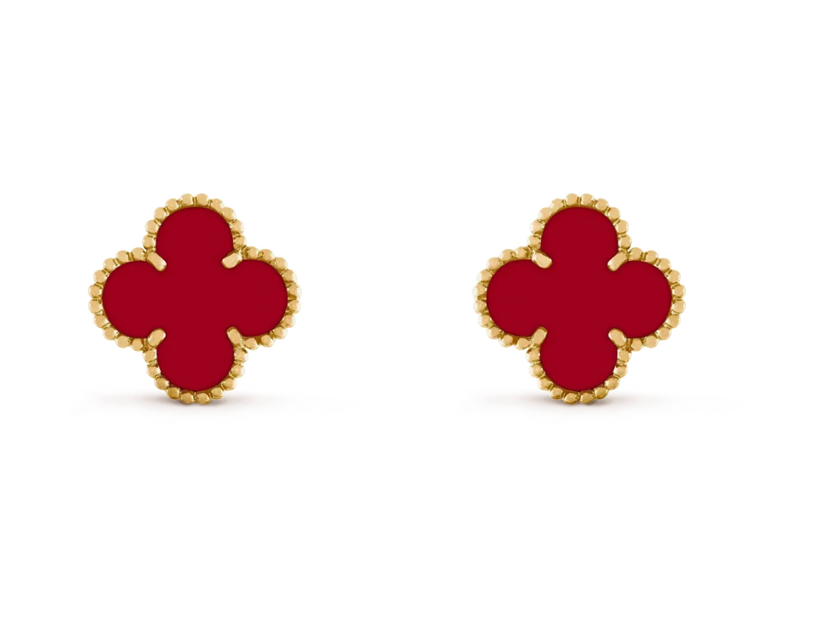[⭐Mova] CLOVER 20MM RED AGATE EARRINGS