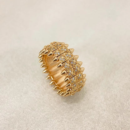 [⭐Mova]CLASH DOUBLE-ROW RIVET RING WITH DIAMOND SETTING