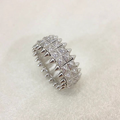 [⭐Mova]CLASH DOUBLE-ROW RIVET RING WITH DIAMOND SETTING