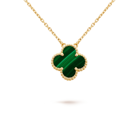 [⭐Mova]CLOVER 15MM MALACHITE SINGLE FLOWER  NECKLACE