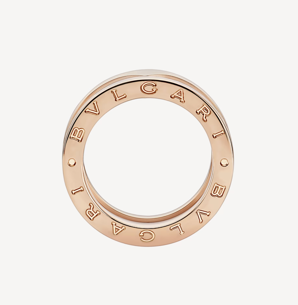 [⭐Mova]ZERO 1 TWO-BAND LOOPS AND WHITE CERAMIC SPIRAL PINK GOLD RING