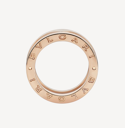 [⭐Mova]ZERO 1 TWO-BAND LOOPS AND WHITE CERAMIC SPIRAL PINK GOLD RING