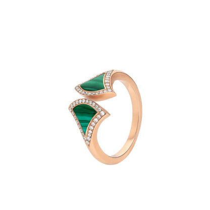 [⭐Mova]DREAM MALACHITE DIAMOND OPEN RING