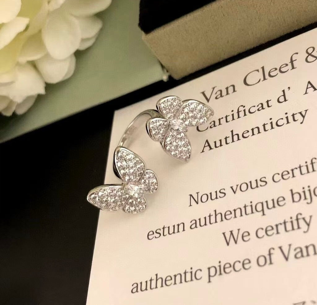 [⭐Mova]TWIN SILVER BUTTERFLY DIAMOND RING