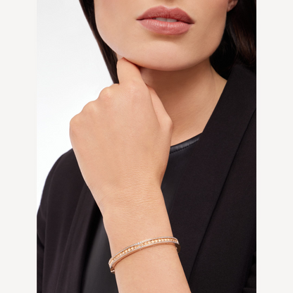 [⭐Mova]ZERO 1 SPIRAL AND PAVED DIAMOND PINK GOLD BRACELET
