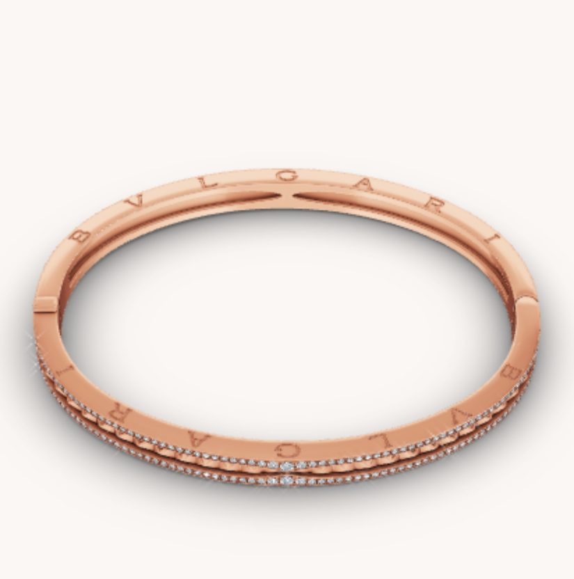 [⭐Mova]ZERO 1 SPIRAL AND PAVED DIAMOND PINK GOLD BRACELET