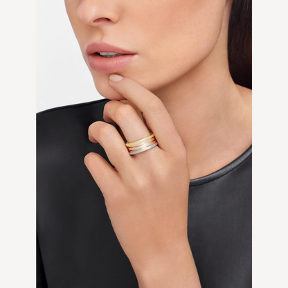 [⭐Mova]ZERO 1 THREE-BAND ROSE WHITE AND YELLOW RING