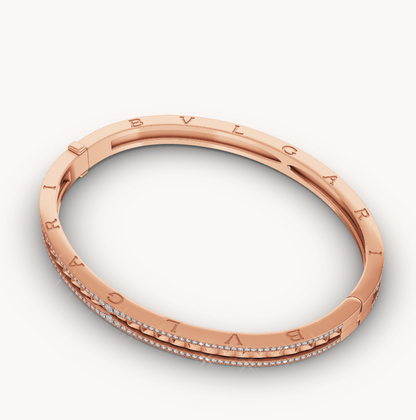 [⭐Mova]ZERO 1 SPIRAL AND PAVED DIAMOND PINK GOLD BRACELET