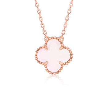 [⭐Mova]CLOVER 15MM PINK MOTHER-OF-PEARL SINGLE FLOWER NECKLACE