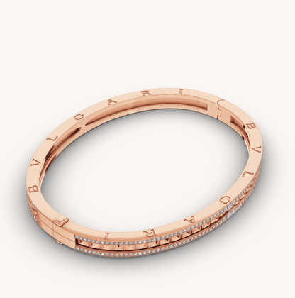 [⭐Mova]ZERO 1 SPIRAL AND PAVED DIAMOND PINK GOLD BRACELET