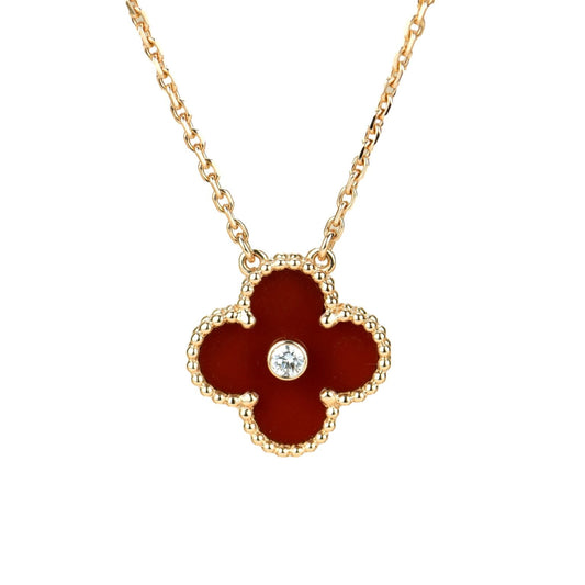 [⭐Mova]CLOVER 15MM DIAMOND CARNELIAN NECKLACE
