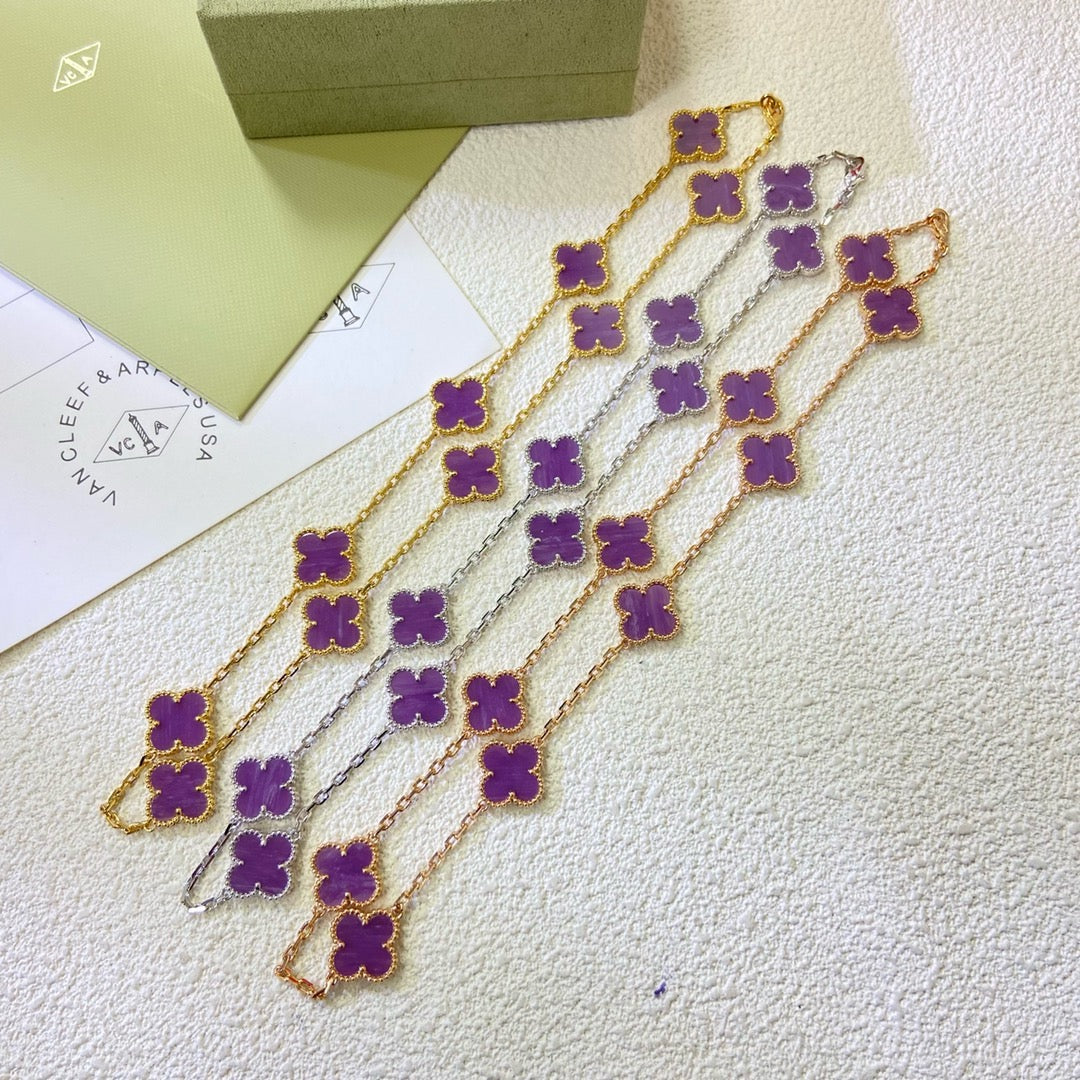 [⭐Mova Jewelry]CLOVER 10 MOTIFS  PURPLE VIOLET  NECKLACE