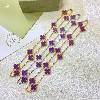 [⭐Mova Jewelry]CLOVER 10 MOTIFS  PURPLE VIOLET  NECKLACE