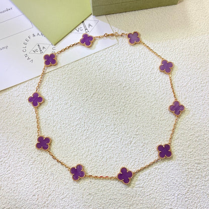 [⭐Mova Jewelry]CLOVER 10 MOTIFS  PURPLE VIOLET  NECKLACE