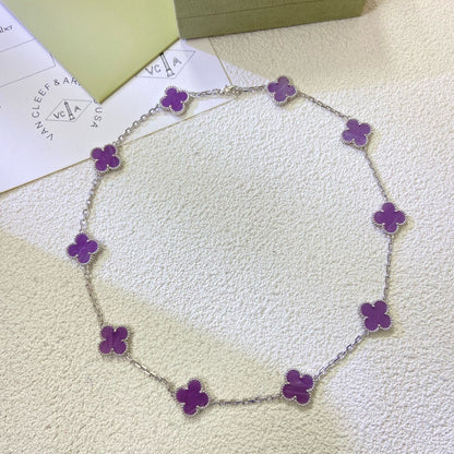 [⭐Mova Jewelry]CLOVER 10 MOTIFS  PURPLE VIOLET  NECKLACE