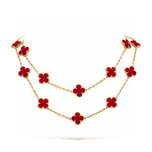[⭐Mova]CLOVER 20 MOTIFS CARNELIAN NECKLACE