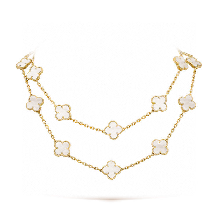 [⭐Mova]CLOVER 20 MOTIFS WHITE MOP NECKLACE