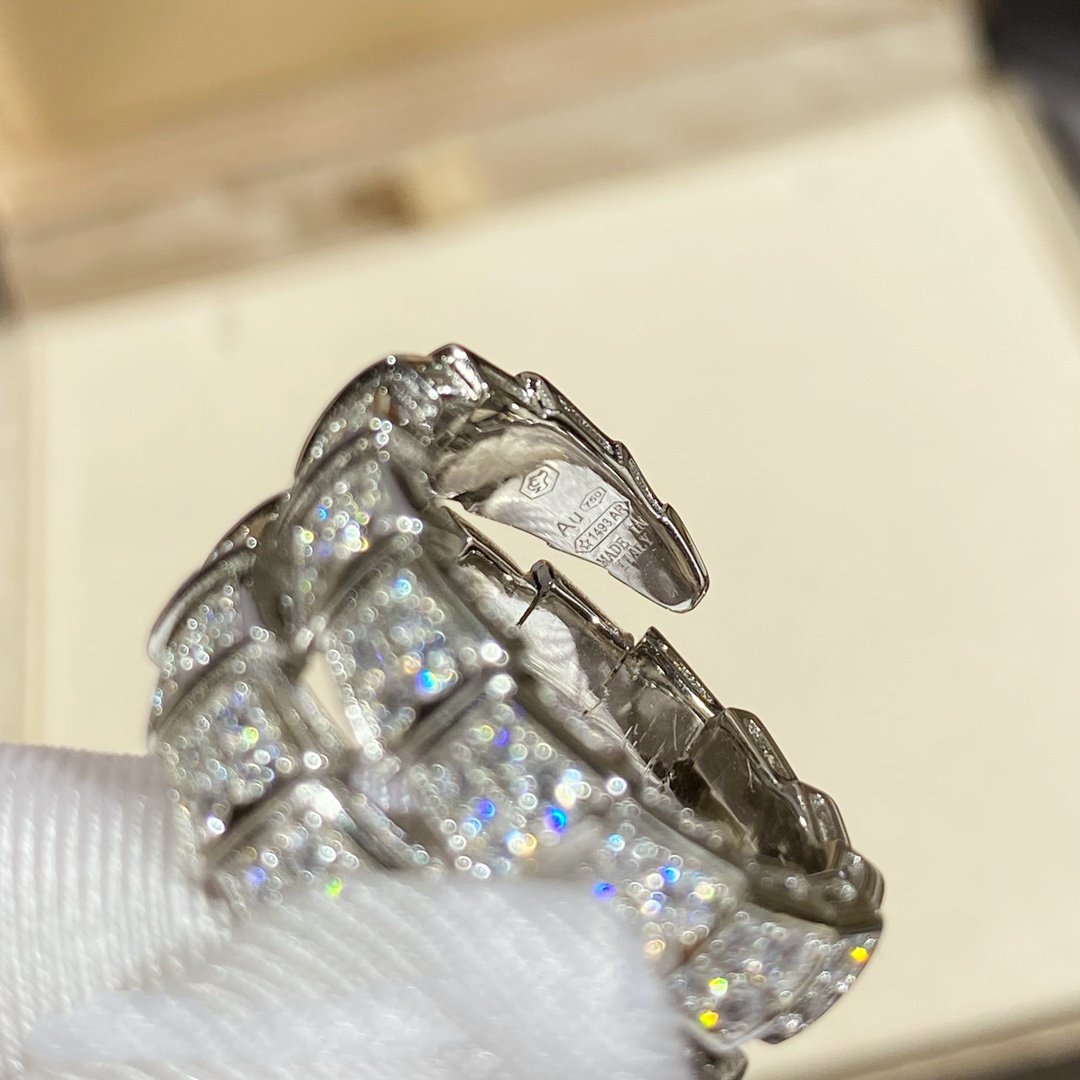 [⭐Mova]SERPENTI DOUBLE RING SILVER DIAMOND PAVED