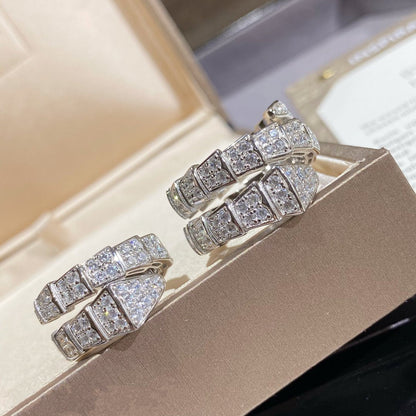 [⭐Mova]SERPENTI DOUBLE RING SILVER DIAMOND PAVED