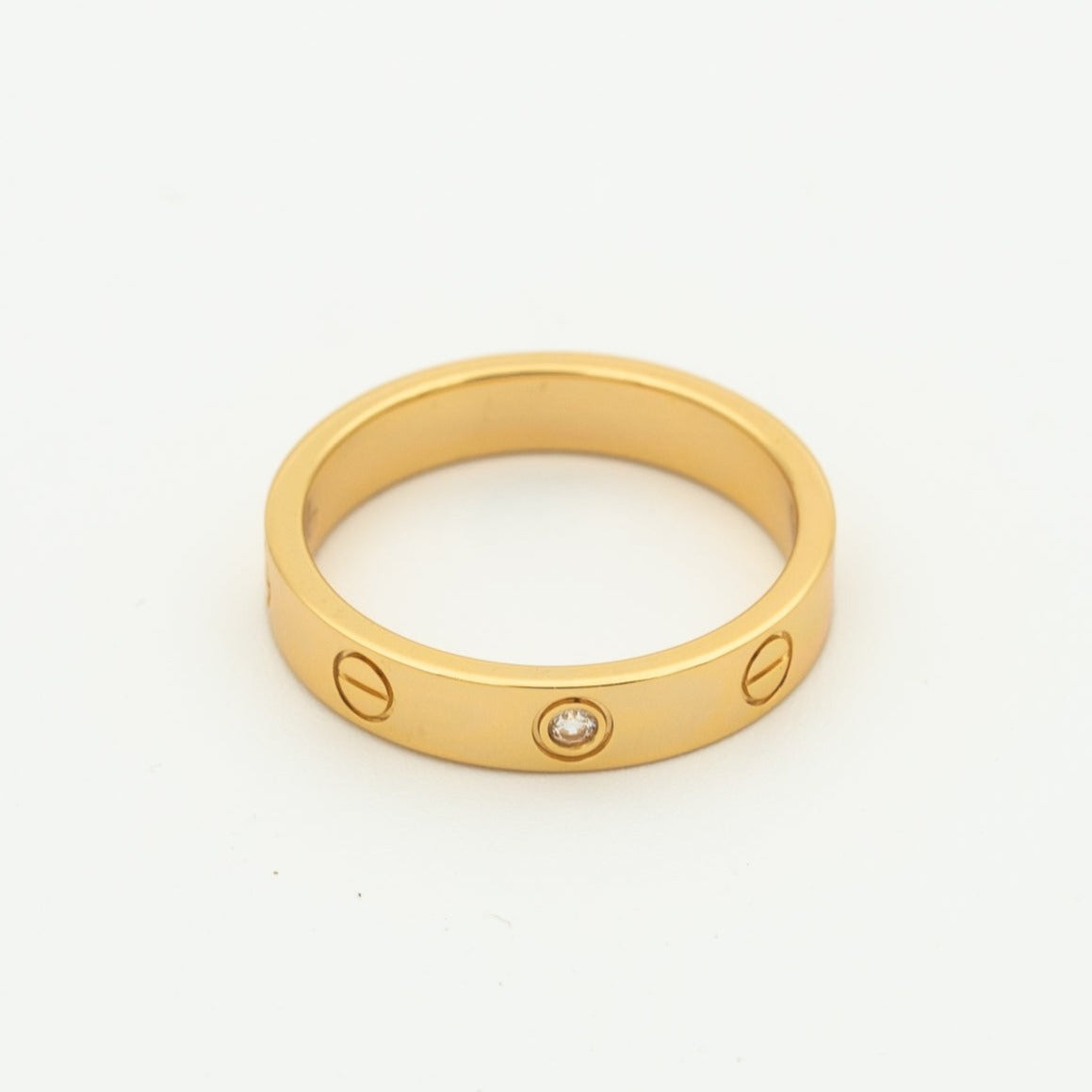 [⭐Mova]LOVE RING 4MM 1 DIAMOND PINK GOLD