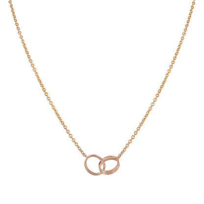 [⭐Mova]LOVE NECKLACE DOUBLE RING PINK GOLD
