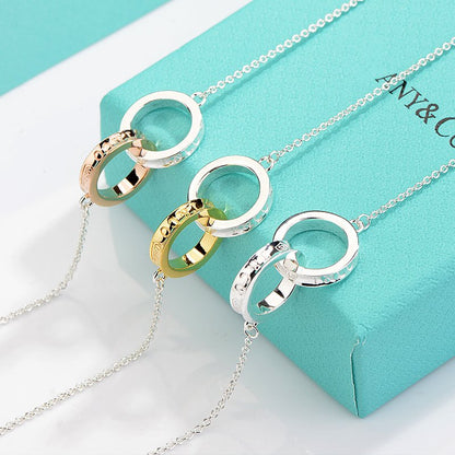 [⭐Mova Jewels]NECKLACE FEMALE DOUBLE RING DOUBLE CIRCLE COUPLE PENDANT