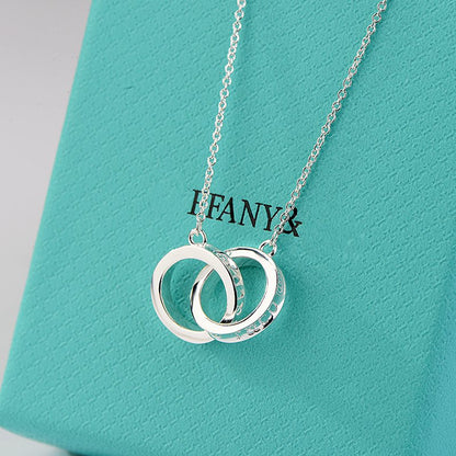 [⭐Mova Jewels]NECKLACE FEMALE DOUBLE RING DOUBLE CIRCLE COUPLE PENDANT