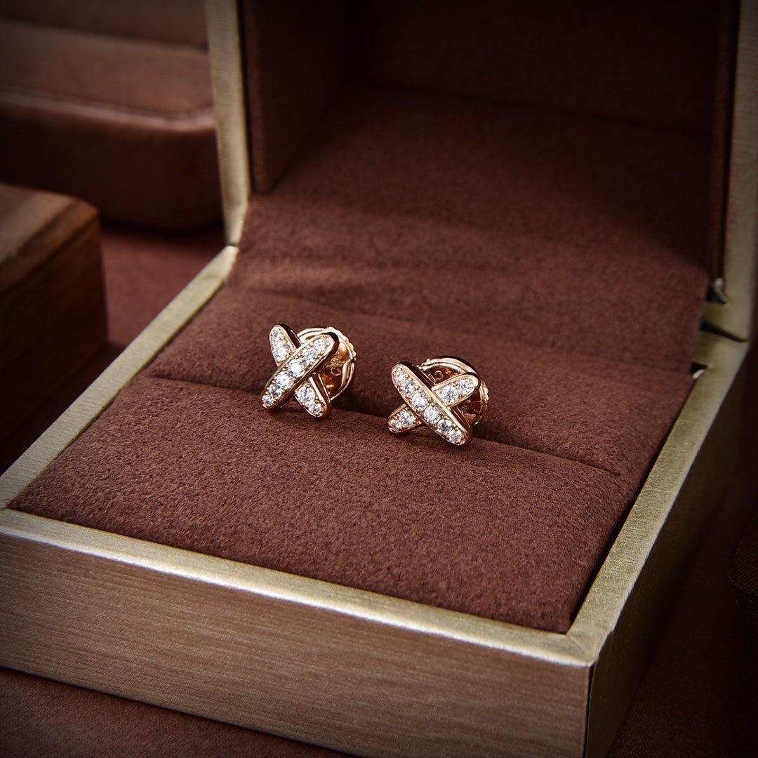 [⭐Mova]JEUX DE GOLD DIAMOND EARRINGS